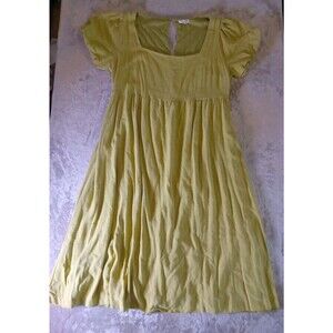 Endless Blu Maxi  Dress Size 3x  Butter Yellow Linen Blend  Balloon Sleeve Tier